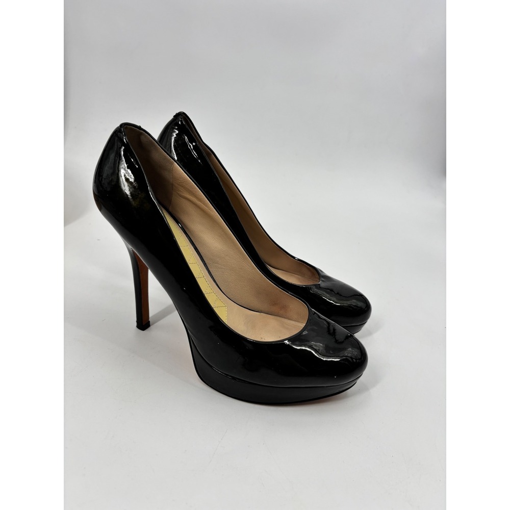 Joan & David Platform Pumps Womens Size 8M Black Patent‎ Leather High Heels